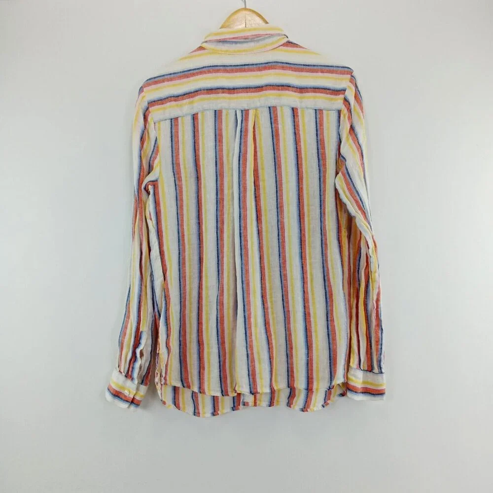 Carre Noir Shirt‎ Button Down Long Roll Tab Sleeve 100% Tencel Women's Size M